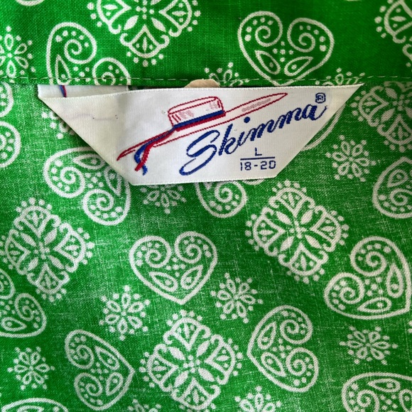 Vintage Green Patterned Cotton Shirt Dress - Picture 9 of 9